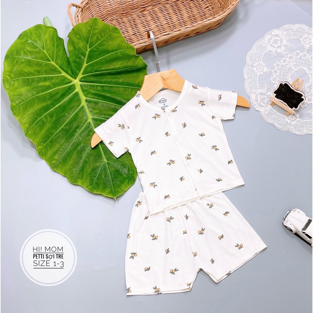 Bộ CỘC TAY sơ sinh Himom chất Pettit cài khuy giữa cho bé