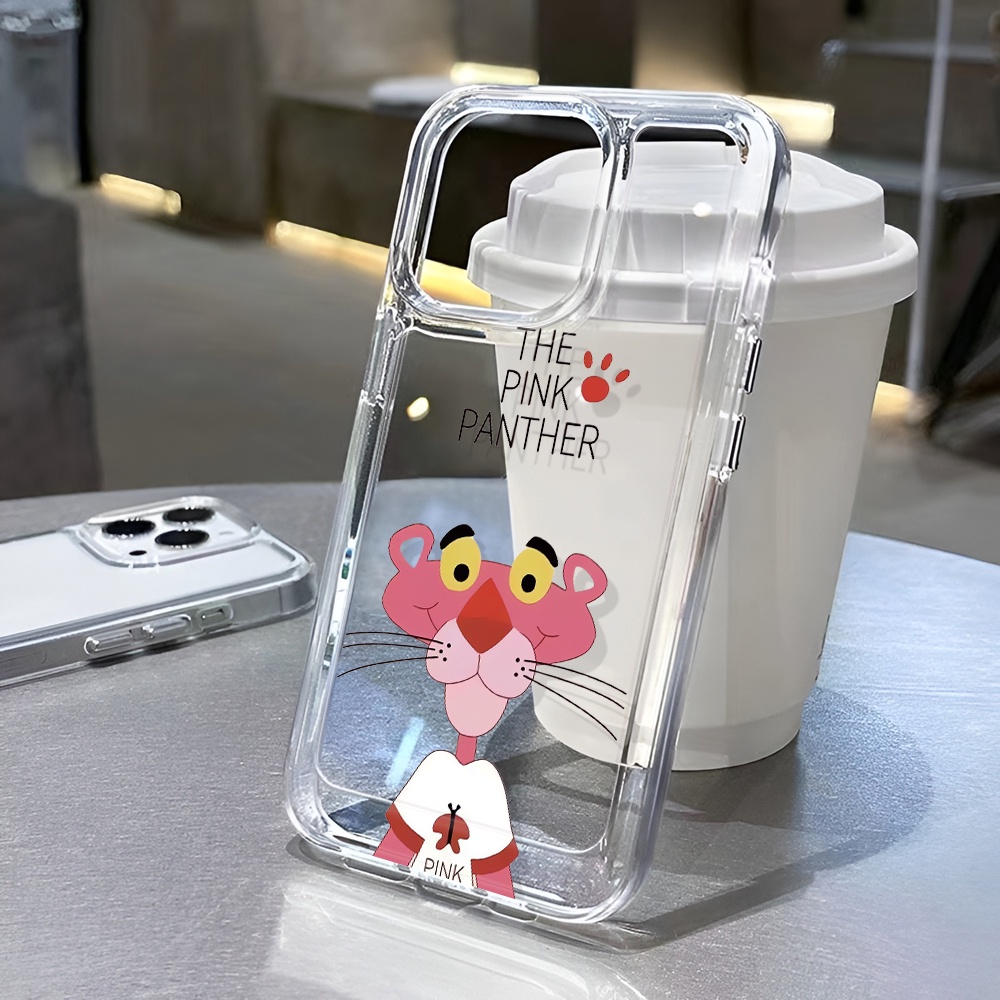 Ốp Điện Thoại Trong Suốt Hình Báo Hồng Cho iphone 14promax 13 12 11 7Plus 7 8 X XR XSMax