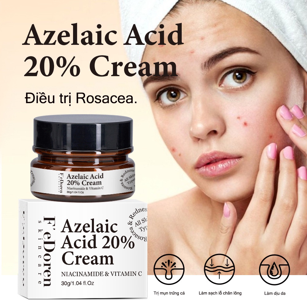 Kem dưỡng da mặt Azelaic Acid 20% Cream 30g Kiểm soát dầu và làm mờ vết mụn