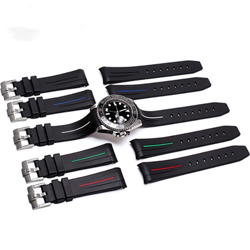 Dây Đeo Đồng Hồ Bằng Cao Su Silicone Mềm Cong Chống Bụi 20mm Cho Daytona Submariner GMT Omega