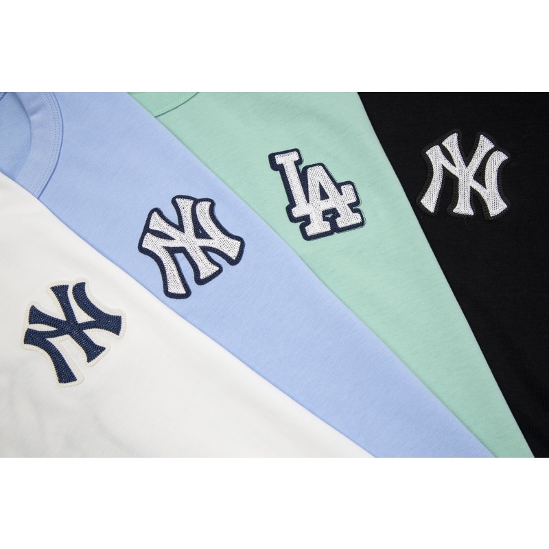 MLB Áo Thun Cotton Ngắn Tay Plus Size Thêu Chữ Thời Trang Unisex