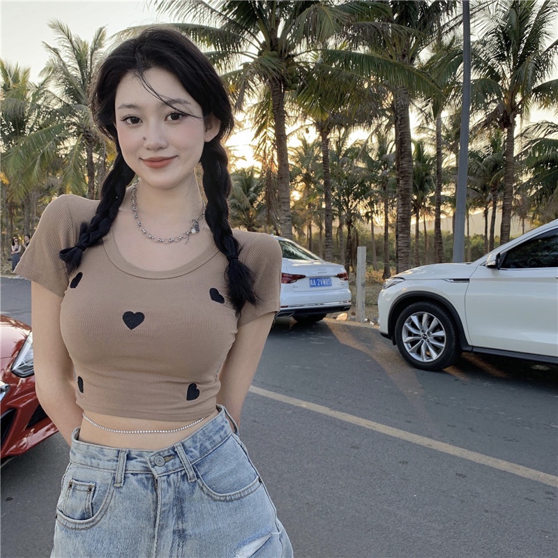 NRVP Áo Thun NgắN Tay DáNg Ôm ThờI Trang Cho Nữ