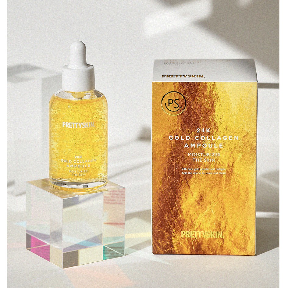 Tinh Chất 24K Gold Collagen Ampoule, Tinh Chất Pretty Skin 24K Gold Collagen Ampoule 50ml Hàn Quốc