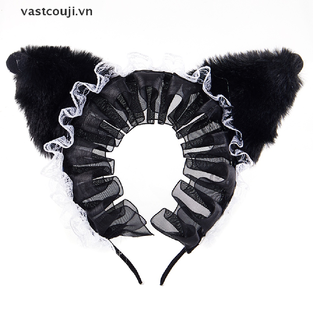 Băng Đô Cài Tóc Hình Tai Quỷ Phối Ren Phong Cách Gothic Dễ Thương