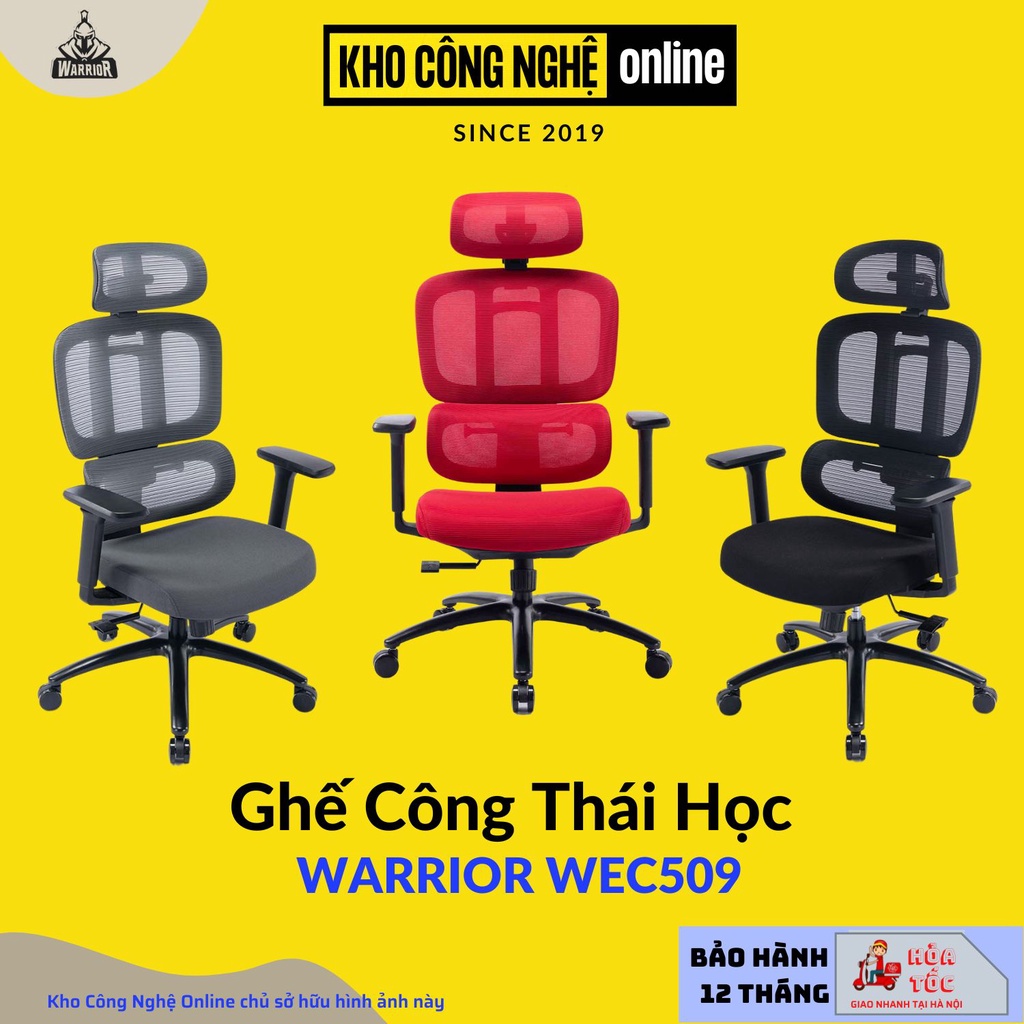 Ghế Công Thái Học WARRIOR Hero Series WEC509 Đen / Xám / Đỏ -