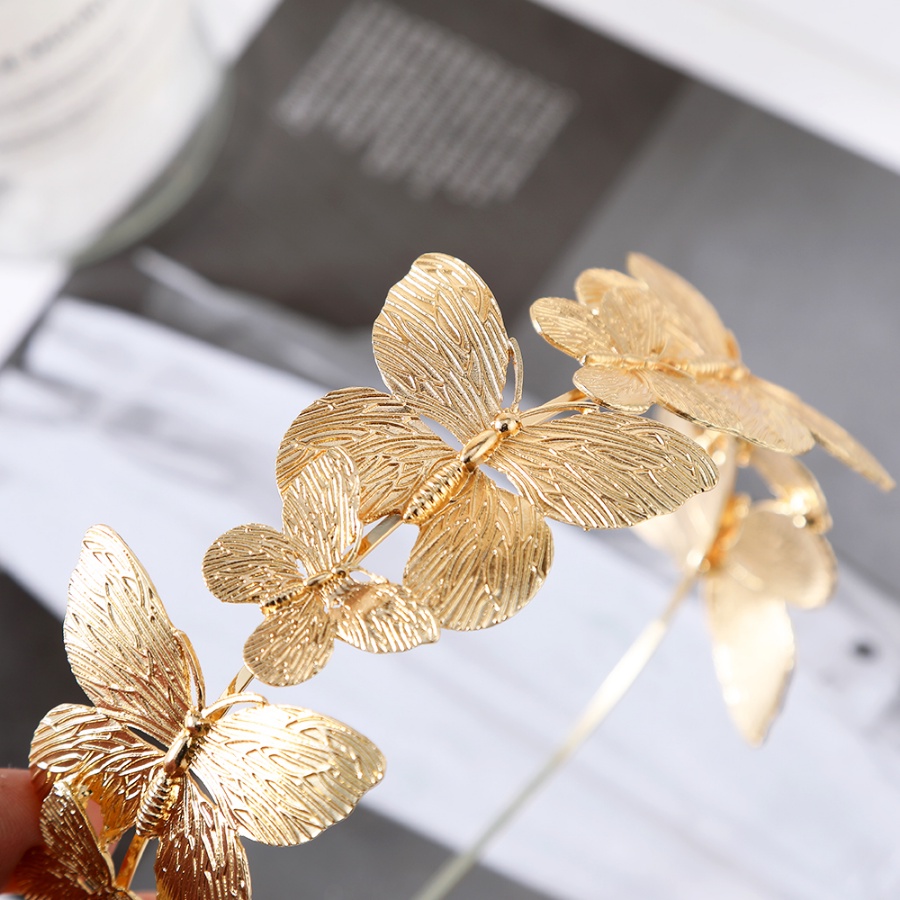 Băng Đô Cài Tóc Hình Bướm Bằng Hợp Kim Màu Vàng Thời Trang Hàn Quốc Cho Nữ