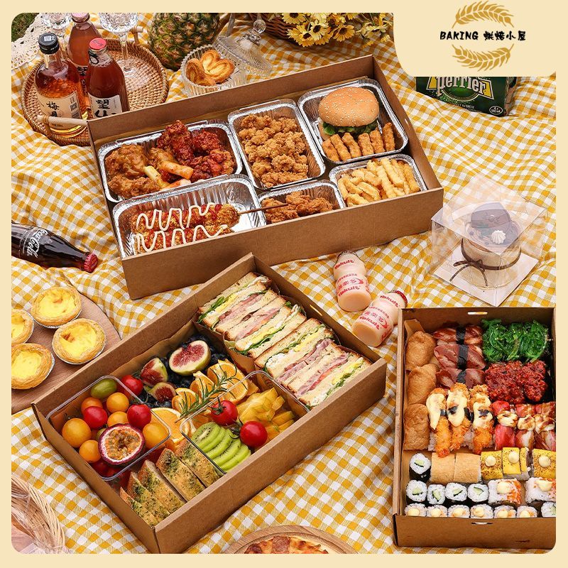 Hộp dã ngoại cửa sổ Cắm trại Du lịch dã ngoại Hộp đi chơi ngoài trời Hộp Bento có nắp Hộp đóng gói g