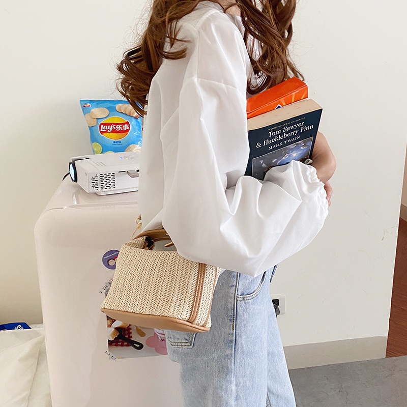 Túi Xách Đeo Vai Đan Cói Thời Trang Nữ Sành Điệu