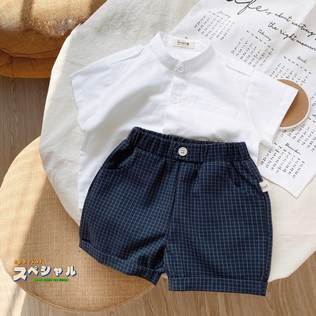 Quần đùi caro bé trai công tử lưng thun MINTSCLOSET Mint's Closet quần short cho bé 1 2 3 4 5 6 tuổi - QR8624