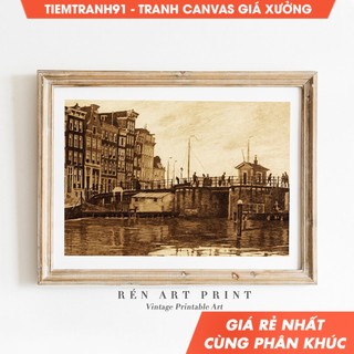 Tranh treo tường, Vintage Architecture Cityscape Drawing Vintage Architecture Sketch Art Architecture Minimalist.