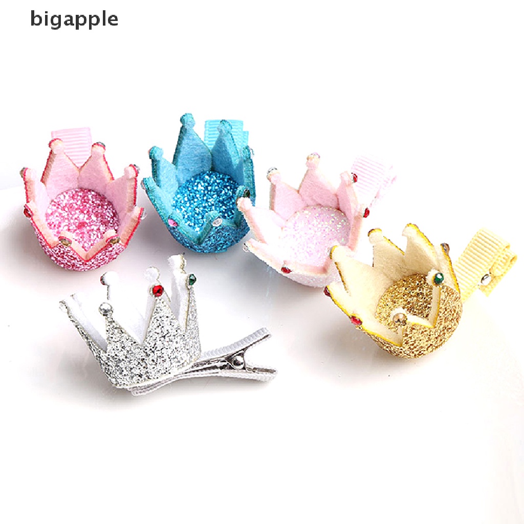 Kẹp Tóc Hình Vương Miện Mini Màu Hồng Lấp Lánh Cho Bé Gái