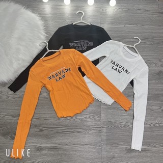 Áo thun gân body tay dài phối chữ