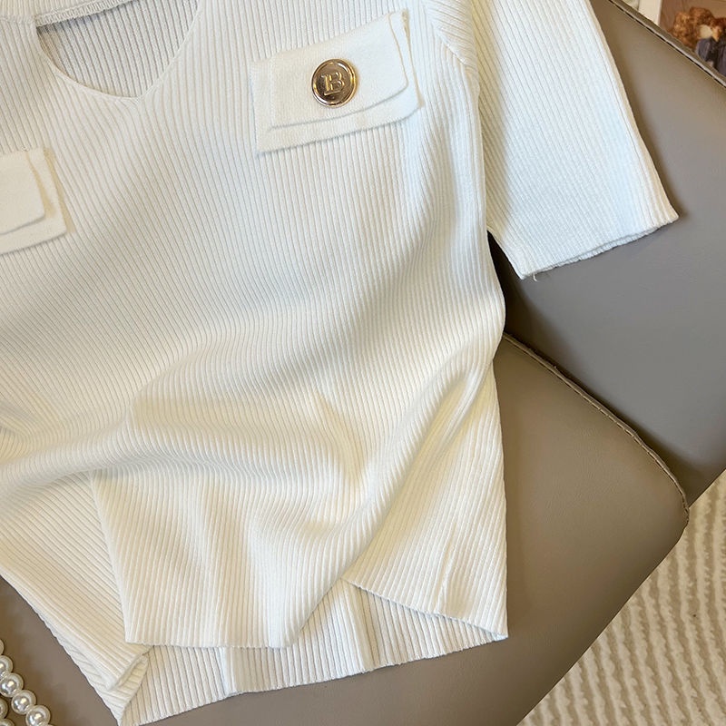 Áo Thun Tay Ngắn Dáng Ôm Bằng Lụa Lạnh Thời Trang Mùa Hè Hàng Mới Dành Cho Bạn Nữ