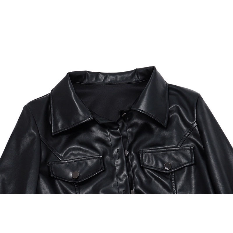 Áo Khoác Da Mù Croptop Siêu Cháy Phố