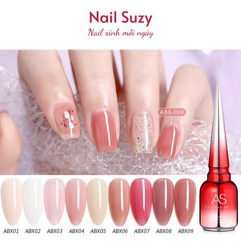Sơn gel AS thạch móng tay dùng máy hơ tone hồng thạch nude NAIL SUZY mã ABX 15ml