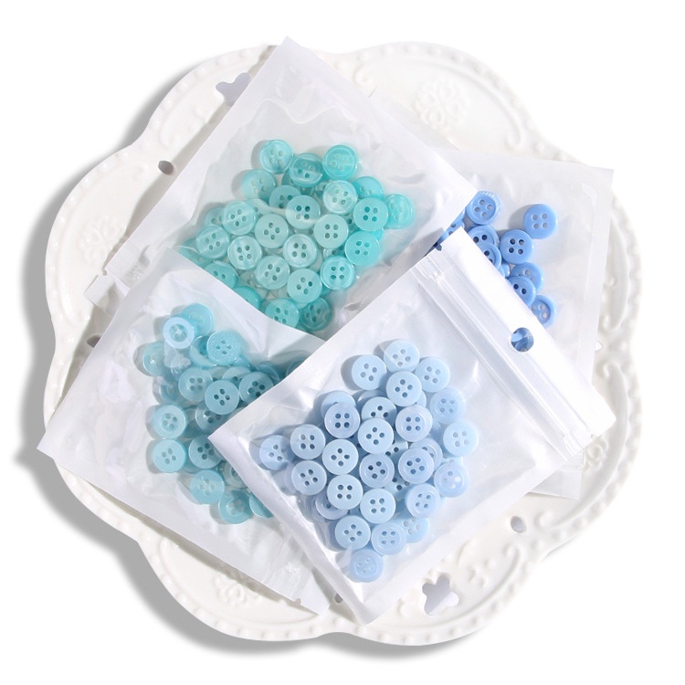 Túi 5 Túi / Gói 50 Nút Áo Tròn Bằng Nhựa Dùng Trang Trí Sổ Tay DIY