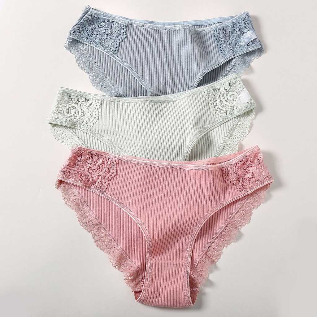 Quần Lót Cotton Lưng Thấp Phối Ren Quyến Rũ Cho Nữ