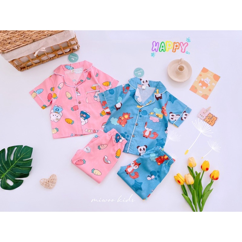 Bộ Pizama miwoo kids cho bé trai bé gái 9-25kg