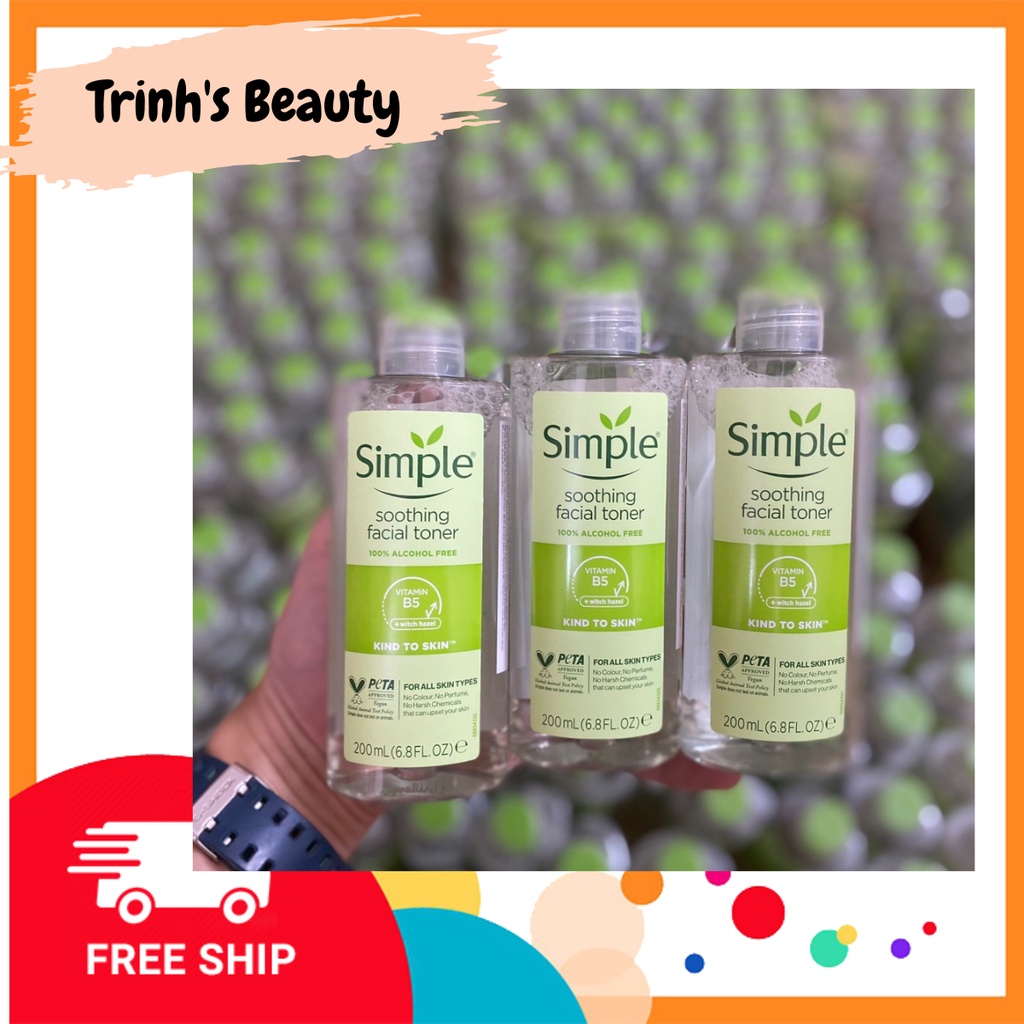 Toner Simple Nước Hoa Hồng Làm Dịu Và Cân Bằng Độ Ẩm Cho Da Lành Tính 200ml