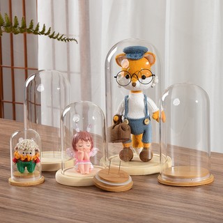 CHỤP THỦY TINH ĐẾ GỖ CHỐNG BỤI, CÓ KIM CẮM SẴN TRƯNG BÀY HOA,THÚ BÔNG, BÚP BÊ - Nhà Nàng Crochet