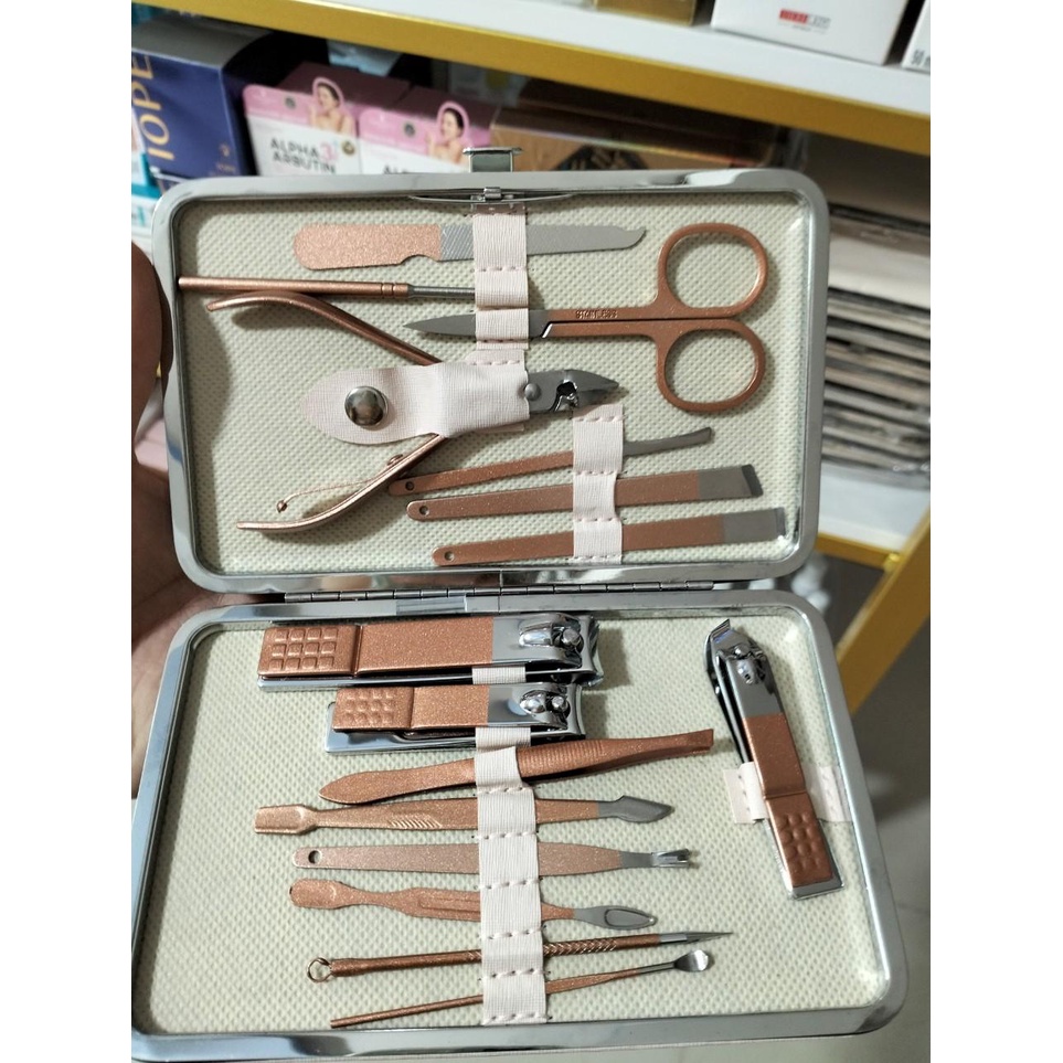 [Có sẵn] Bộ dụng cụ làm móng đa dụng 16 món, Kiềm cắt móng cắt da đầy đủ các phụ kiện chăm sóc cho cả gia đình