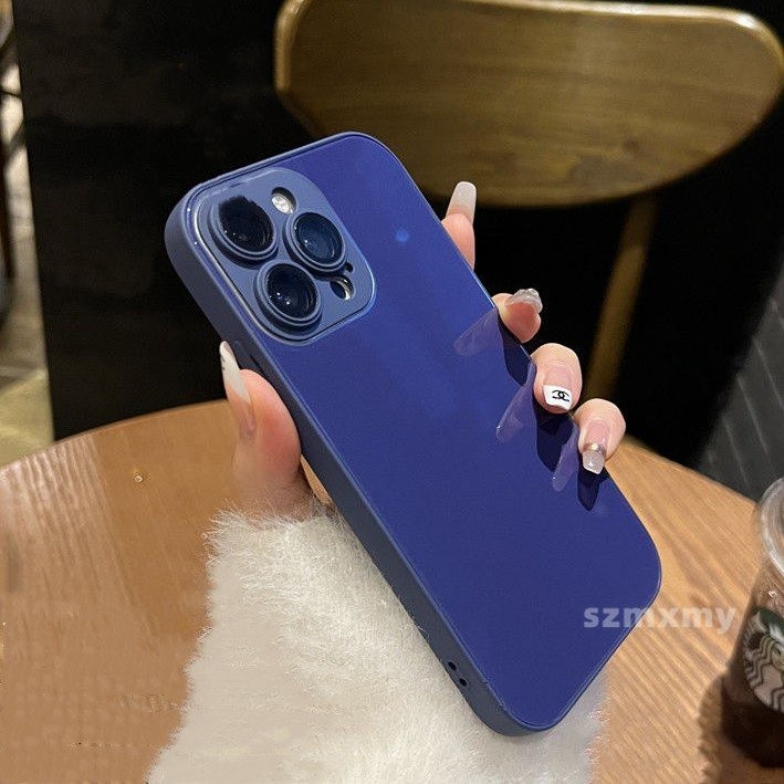 Ốp Điện Thoại Kính Cường Lực Viền Silicon Vuông Chống Sốc Cao Cấp Cho IPhone 14 12 13 Pro Max 14Plus