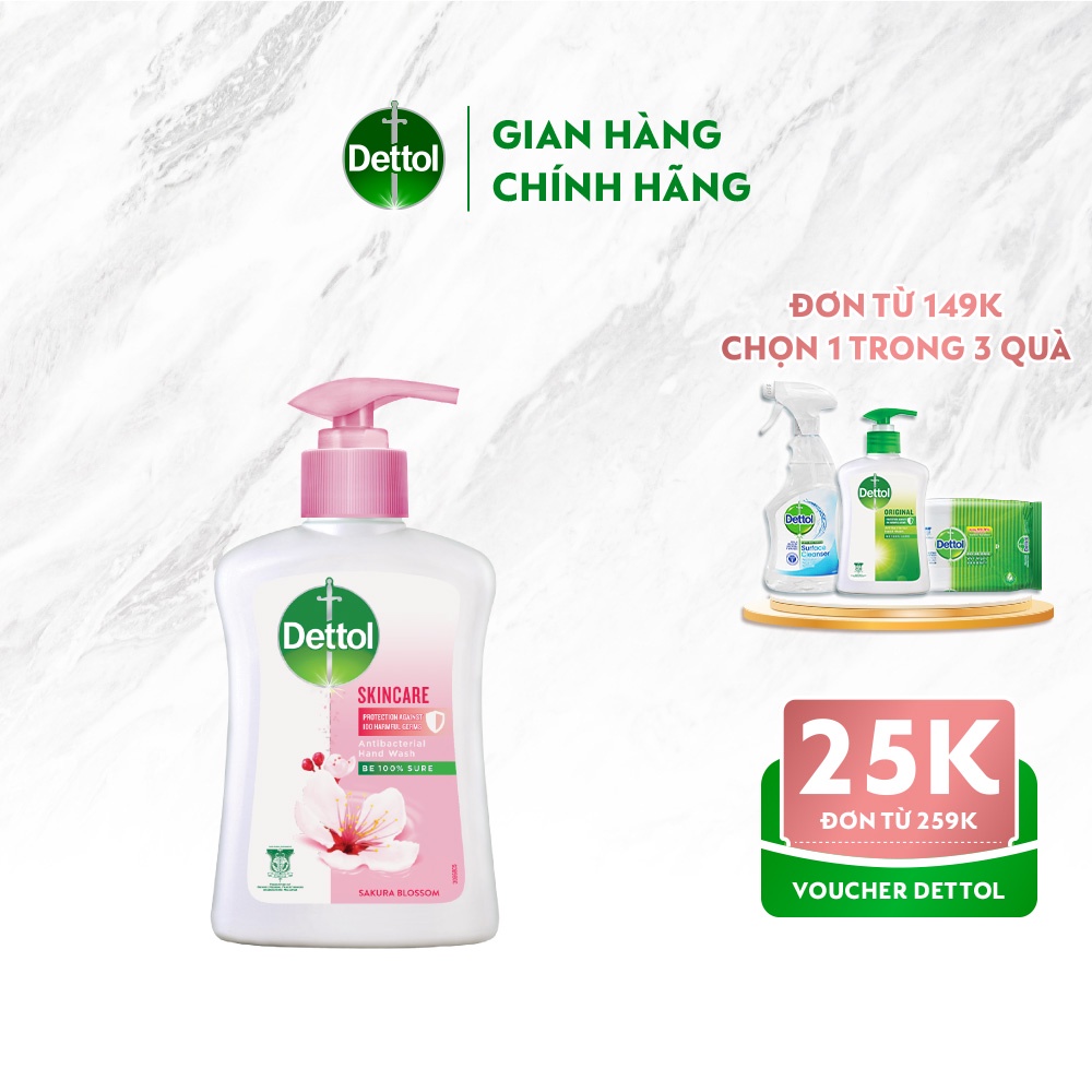 Nước rửa tay Dettol kháng khuẩn chăm sóc da - Chai 250g