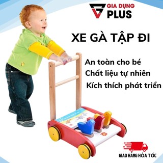 Xe Tập Đi Cho Bé, Xe Gà Tập Đi Cho Bé Có Vòng Cao Su Chống Trượt Bằng Gỗ 3 Con Gà