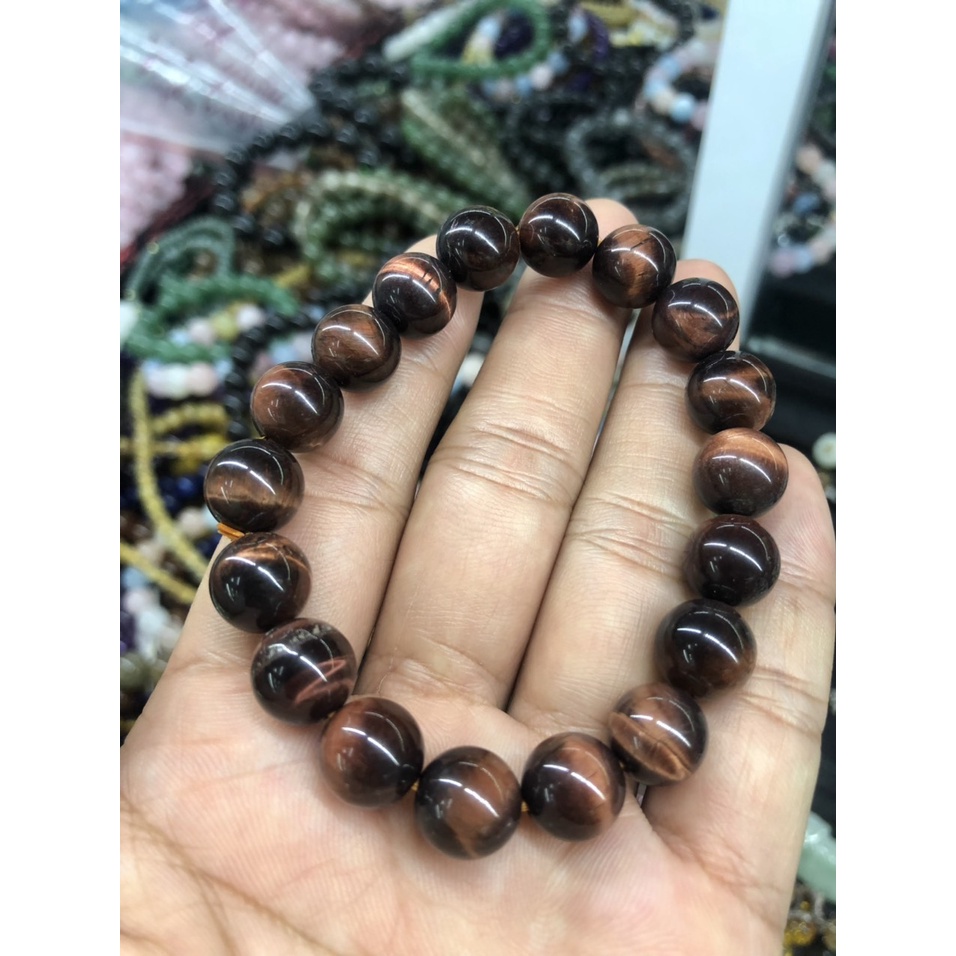 Vòng Đeo Tay Đá Mắt Hổ Đỏ 14Li Dành Cho Nam Hợp Mệnh Hoả ,Thổ