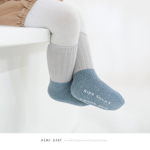 Tất Vớ Cao Cổ Vải Bông Chống Trơn êm chân Cho Bé Trai Bé Gái Từ 0 - 3 Tuổi