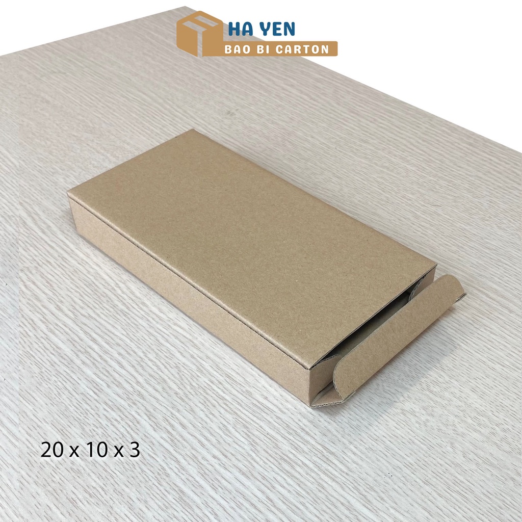 20 x 10 x 3 cm - Combo 100 hộp carton nắp gập 20x10x3 cm đóng hàng
