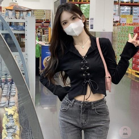 Áo Thun Tay Dài Màu Trơn Dáng Ôm Thời Trang Cho Nữ