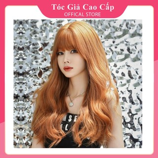 Tóc giả nữ nguyên đầu xoăn màu cam, mẫu mới, tặng kèm lưới trùm wig