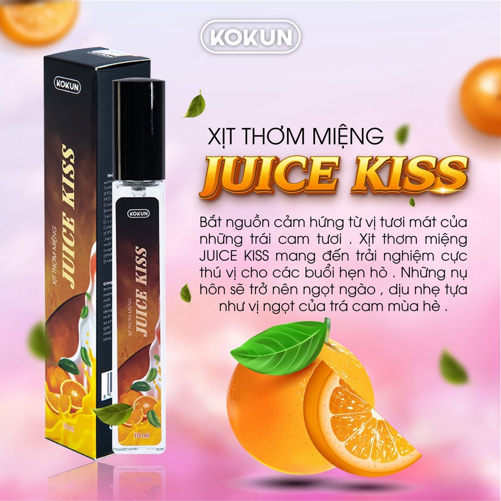 Xịt thơm miệng Juice Kiss KOKUN 10ml hương trái cây ngọt ngào xích lại gần nhau hơn