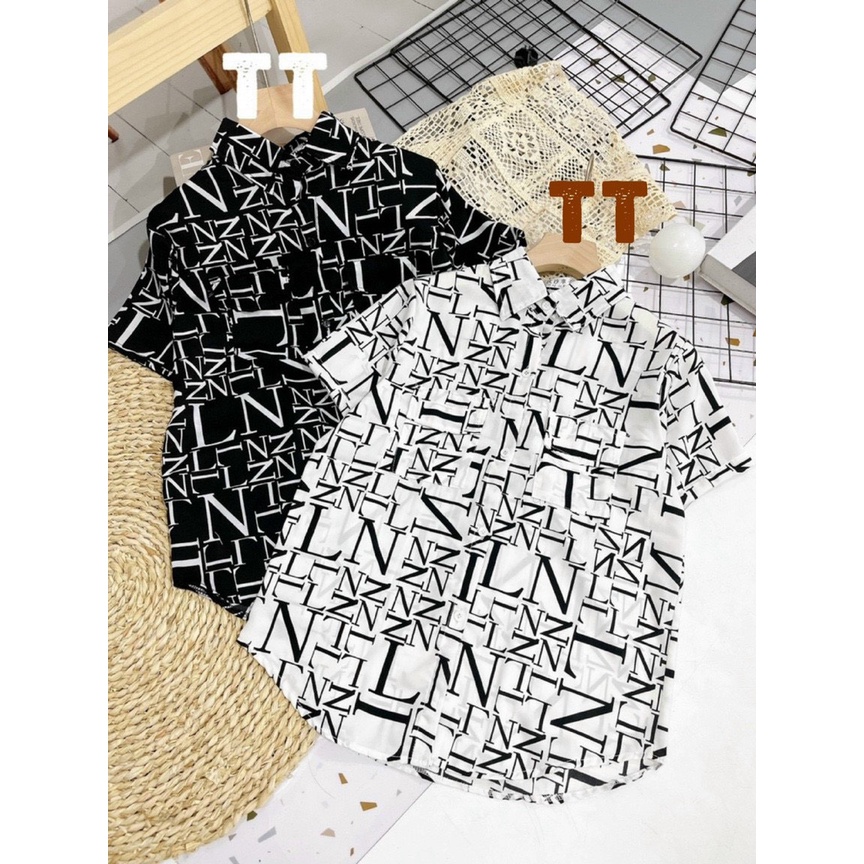Áo sơ mi nữ ngắn tay chất lụa nhiều hình cá tính