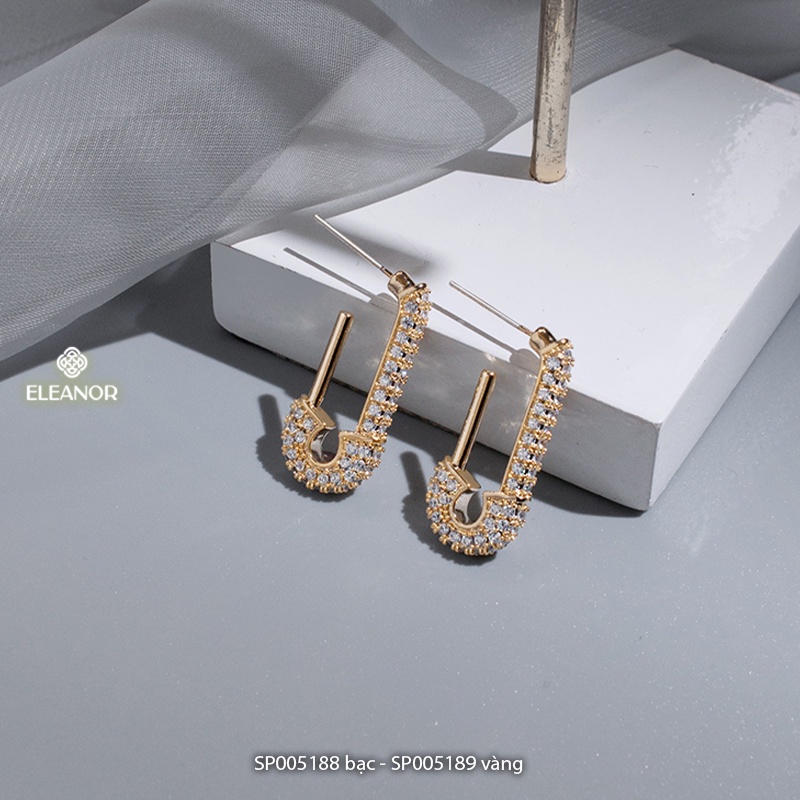 Bông tai nữ Eleanor Accessories đính đá hình ghim cài áo phụ kiện trang sức hiện đại 5188