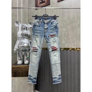 Quần Biker Amiri xanh vá đỏ bản LA mới hot trend 2023