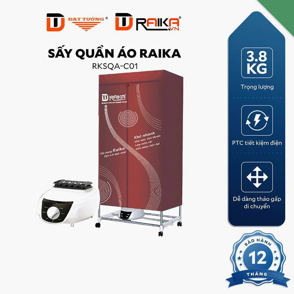TỦ SẤY QUẦN ÁO RAIKA Kiểu dáng gọn nhẹ, dễ dàng đi chuyển. Thiết kế dạng tủ chữ nhật giúp bạn có thể sấy nhiều quần áo