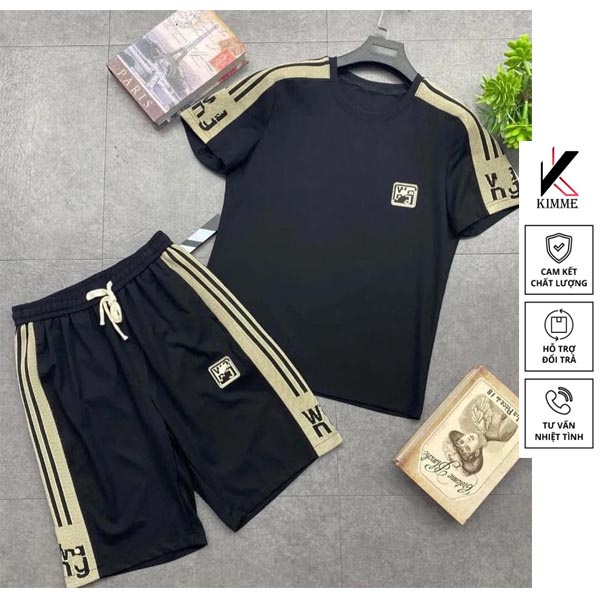 Bộ Quần Áo Thể Thao Nam Mùa Hè,Quần Áo Nam Côc Tay Thêu Logo Chất Liệu Cotton Phong Cách Trẻ Trung Năng Động
