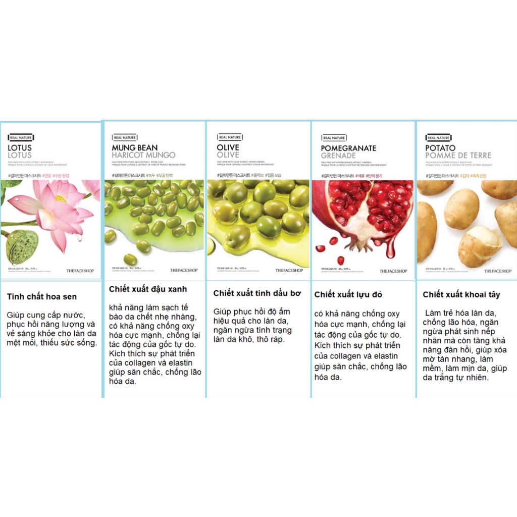 Mặt Nạ THEFACESHOP Mask Real Nature 20g