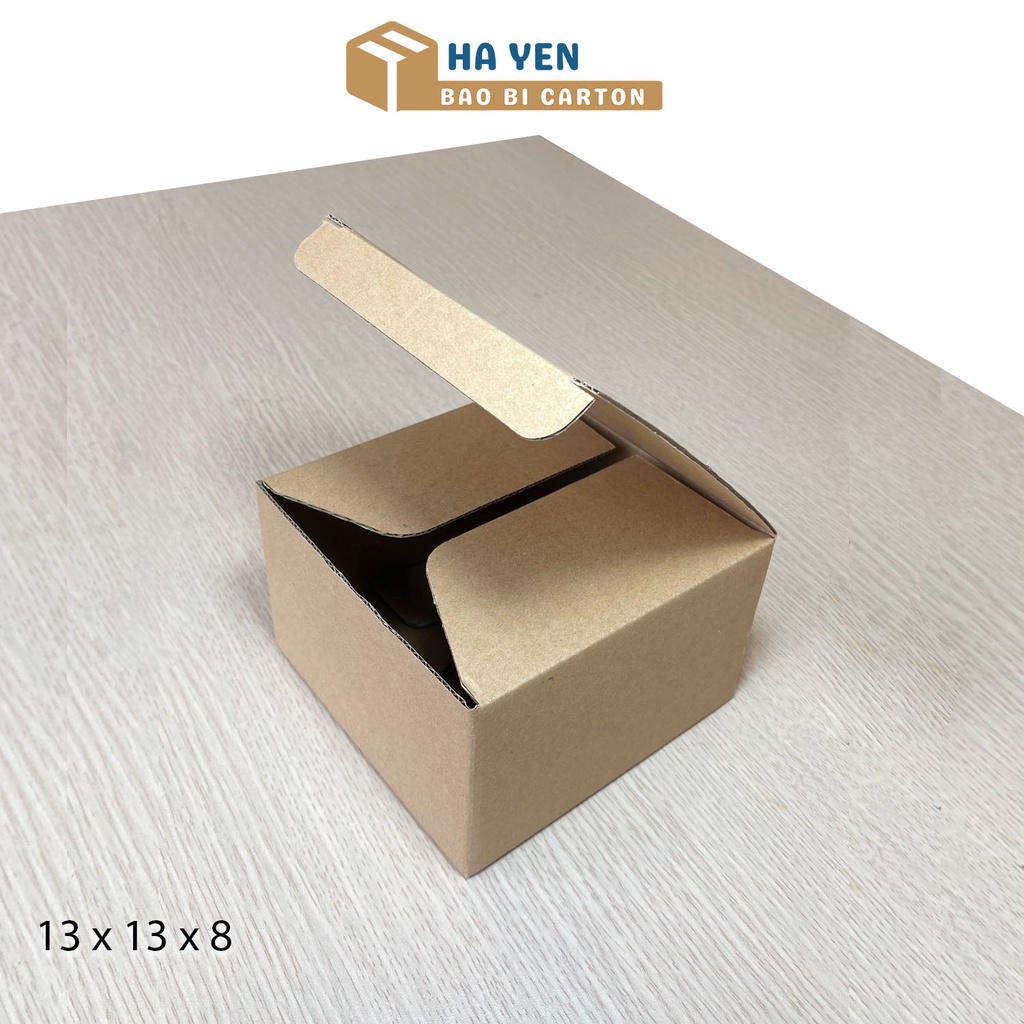 13x13x8cm - Hộp carton đóng hàng nắp gài đáy khoá 13 x 13 x  8 cm