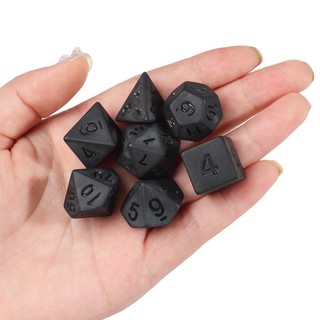 Set 7 Xí Ngầu Đa Diện Màu Đen