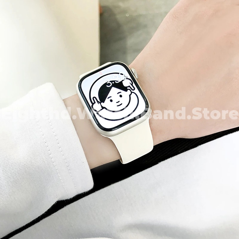 Dây Đeo Đồng Hồ Thông Minh Bằng Silicone Màu Sáng Kích Thước 49mm 41mm 45mm 44mm 42mm 40mm 38mm Ultra 8 7 6 SE 5 4 3 2 1