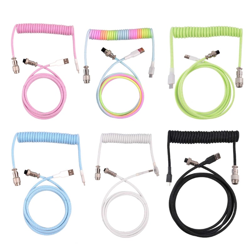 Dây Cáp USB Type-C Dạng Xoắn Ốc Có Thể Tháo Rời Cho Bàn Phím Cơ / Aviator / Paracord