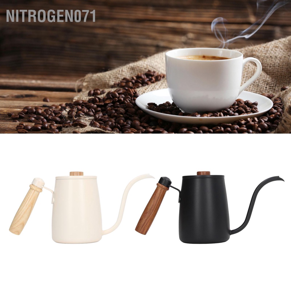 Nitrogen071 Rót cà phê ấm đun nước cổ ngỗng Bình bằng thép không gỉ vòi mịn có tay cầm tiện dụng cho doanh nghiệp
