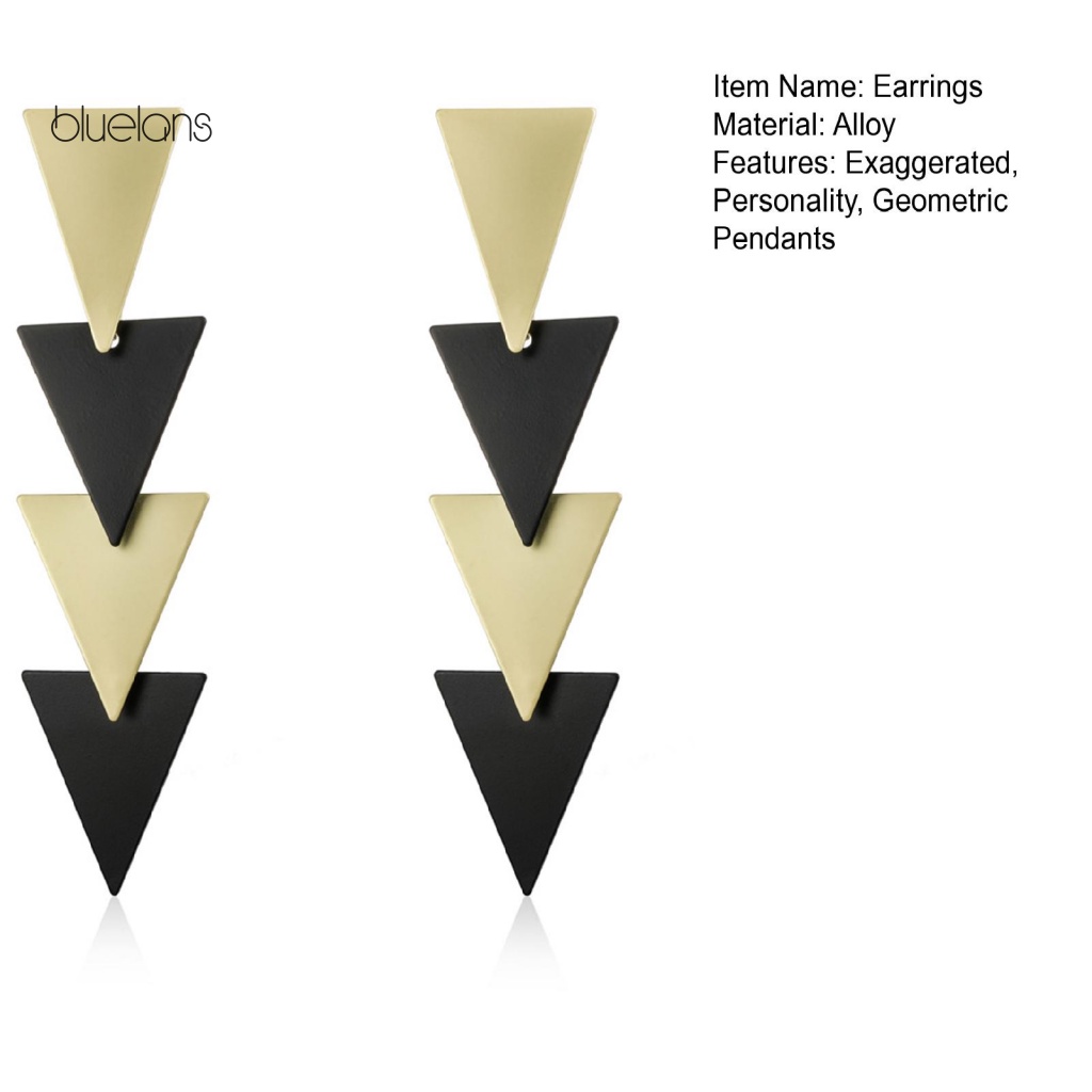 1 Cặp Bông Tai Dáng Dài Hình Tam Giác Chống Phai Màu Thời Trang