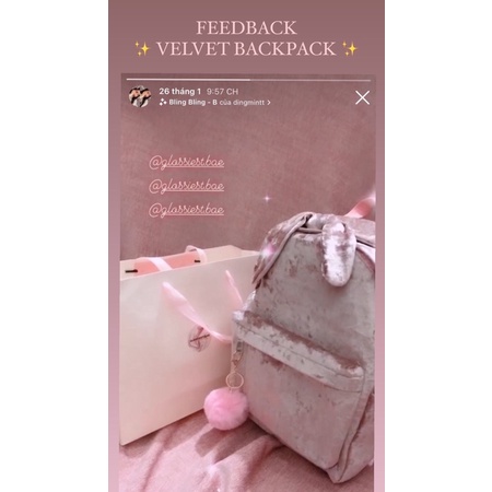 VELVET BACKPACK - BALO NHUNG HỒNG