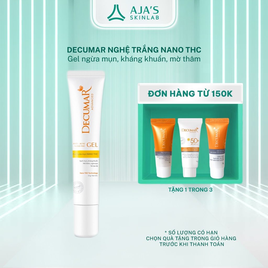 Gel ngừa mụn kháng khuẩn, mờ thâm Decumar Nghệ trắng Nano THC 20gr - AJA'S SKINLAB