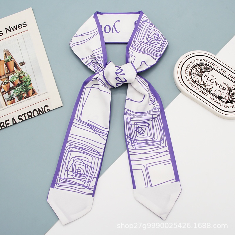 Khăn Choàng Lụa In Họa Tiết Trừu Tượng Đa Năng Dùng Trang Trí Túi Xách / Khăn Quàng Cổ / Băng Đô