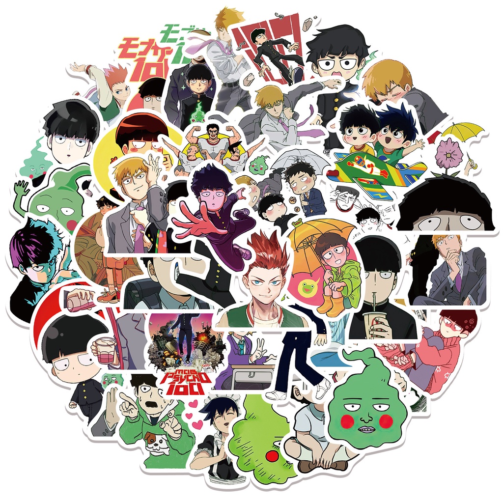 Y&P| Hình Dán Chống Nước Mob Psycho 100 Nhật Bản Anime Mũ Bảo Hiểm Máy Tính Xách Tay Hành Lý Dán Thiết Lập, 52 tờ